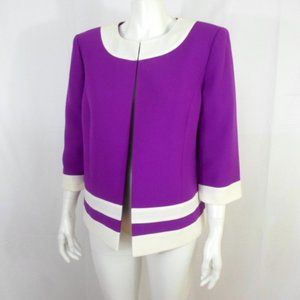 Preston & York Purple White 3/4 Sleeve Open Swing Jacket